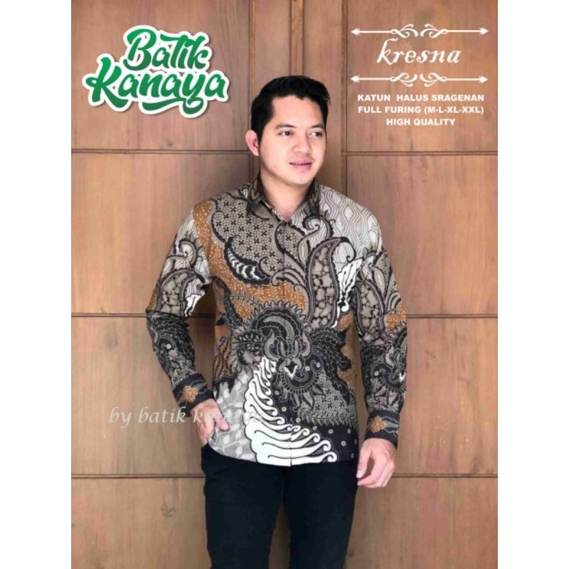 Batik Lengan Panjang Terbaru Batik Pria Lapis Furing KRESNA Baju Batik Pria Terbaru