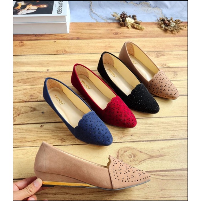 ABBUSHOES  Js 09 Sepatu Kerja Model Wedges Untuk Wanita 3cm