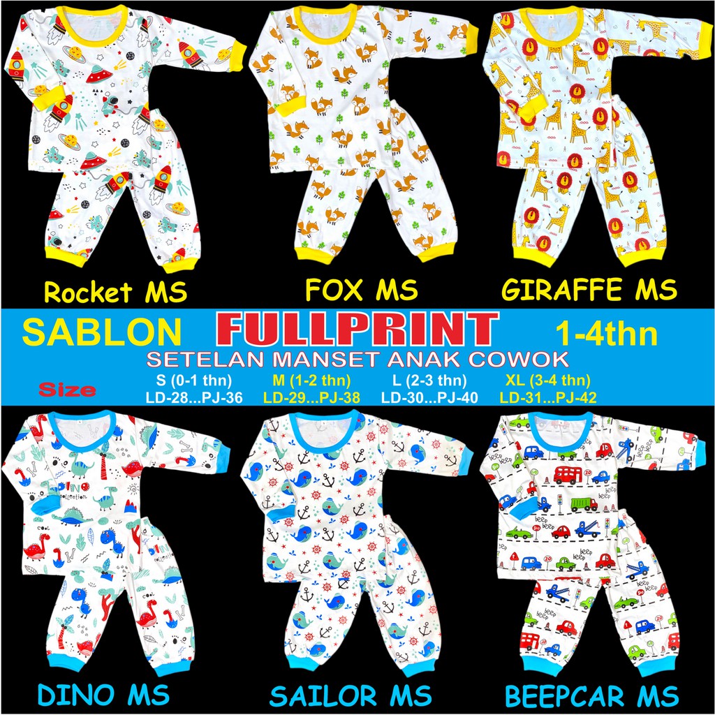 RAINBOW - SETELAN BAJU TIDUR MANSET ANAK COWOK / PIYAMA ANAK MANSET 1-4 TAHUN