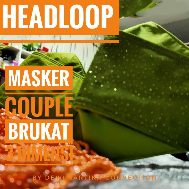 masker 3D Brokat Couple / Masker pernikahan /masker akad/ Masker Brokat