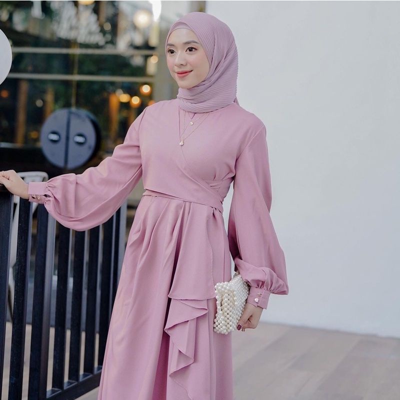 DRES KONDANGAN CRINCLE AIRFLOW SADA DRESS BAJU GAMIS REMAJA TERBARUJUMBO  MEWAH