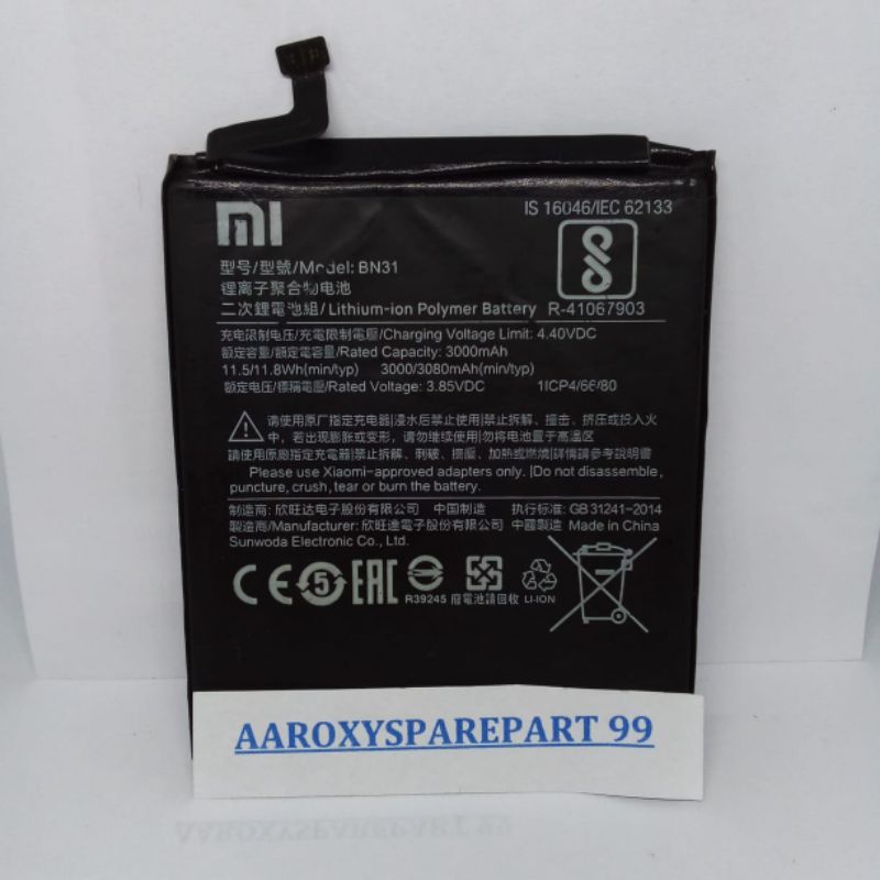 BATERAI / BATTERY / BATRE BN 31 XIAOMI BN31 / XIAOMI MI5X / XIAOMI MI 5X