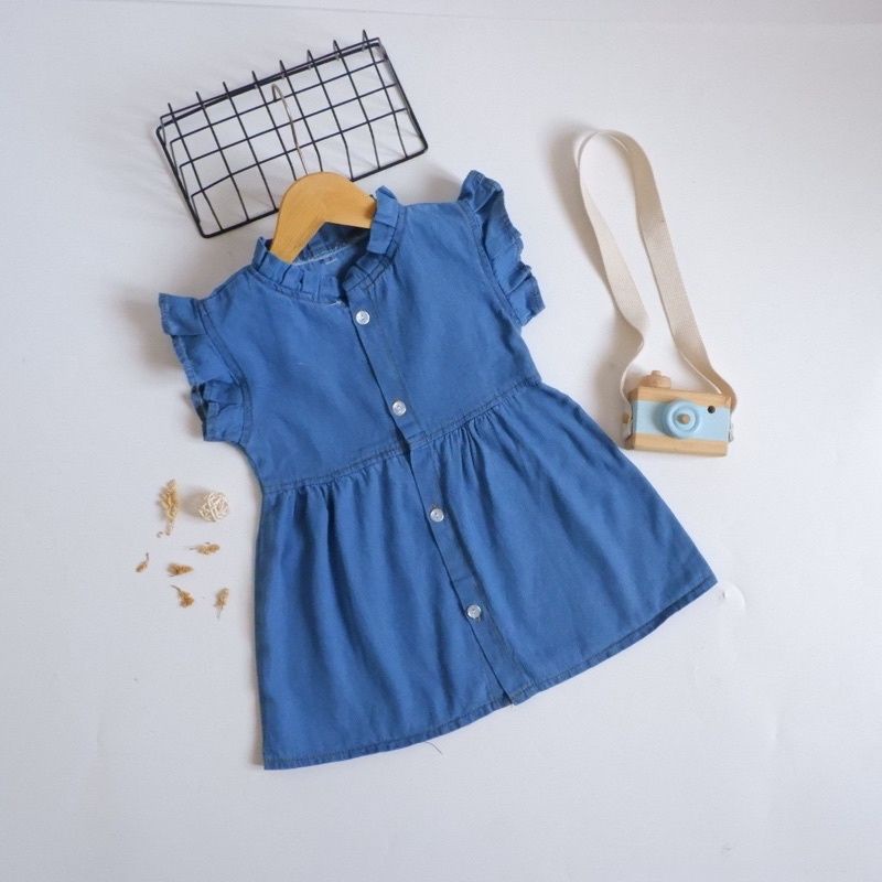 Dress Vanessa Jeans 6 bulan -5 Tahun Import Premium / Dress Anak Ruffle Jeans Premium