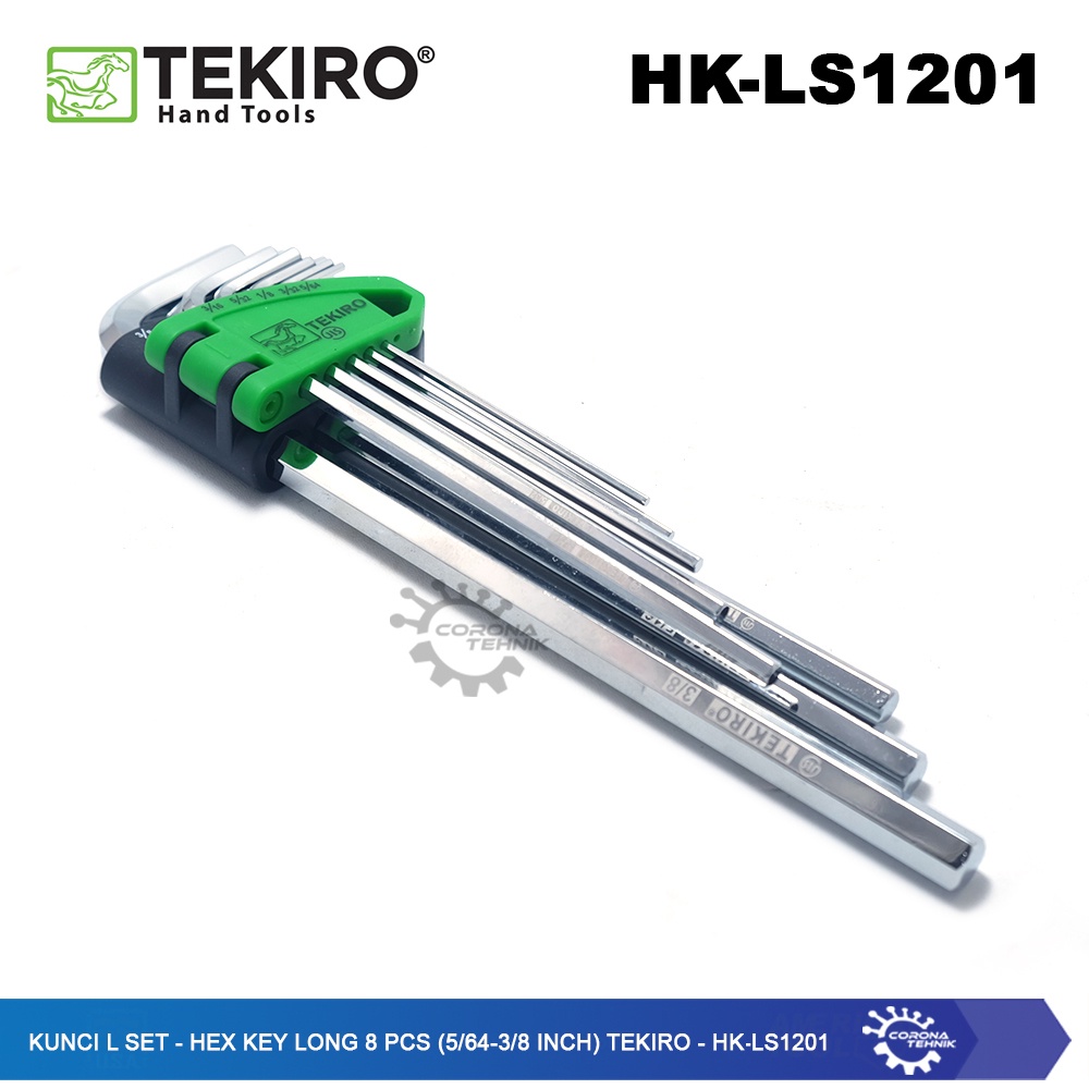 Tekiro - HK-LS1201 - Kunci L Set Inch Hex Key 8 Pcs Panjang