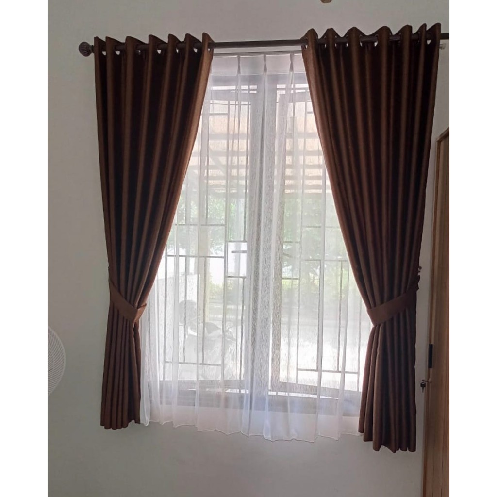 Promo gorden blackout 90% Dove hotel bintang 5, coklat tua free hook dan tali senada bahan/GordenBla