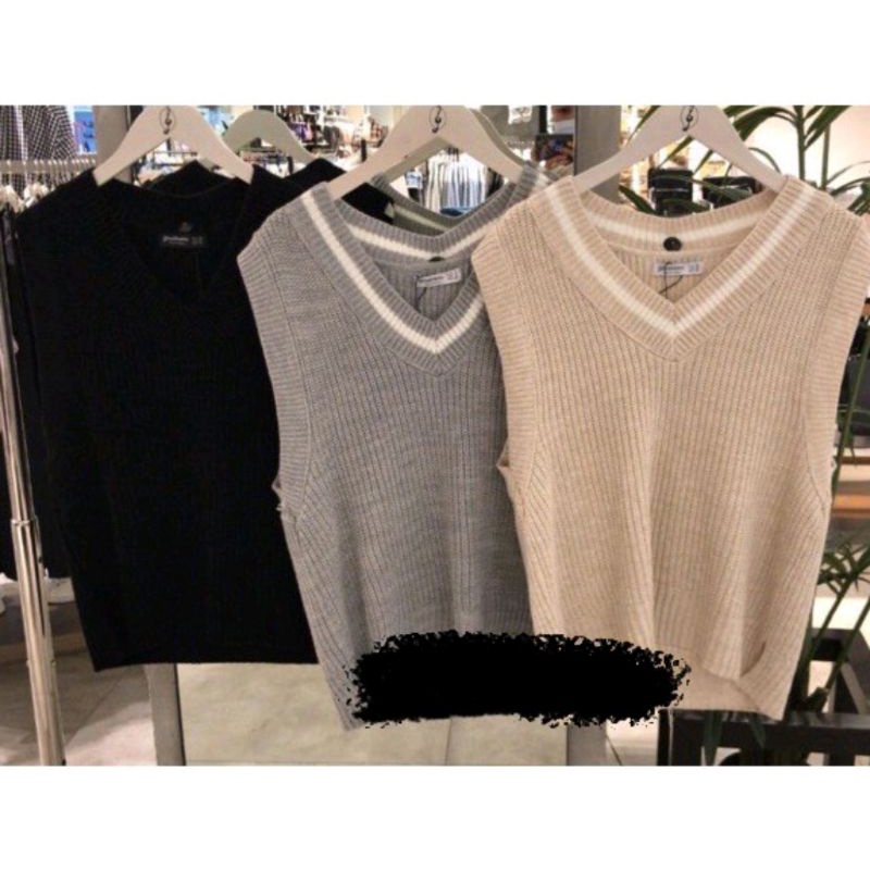 STRADIVARIUS knit vest rompi rajut outer korea