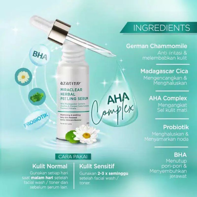 Jual Azarine AHA BHA Miraclear Herbal Peeling Serum 20ml | Azarine ...