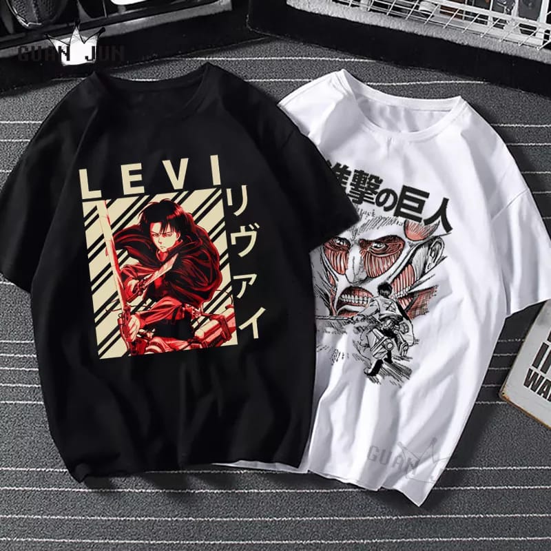 T shirt Baju kaos Levi Ackerman Rivaille Anime Shingeki No Kyojin Attack On Titan Kaos Anime Attack On Titan Levi Ackerman Mikasa Eren Big Size Kaos Anime Eren Yeiger Attack On Titan Aot Baju Anime Aot Anak Laki laki umur 10 Kaos Anime Aot Murah Anak