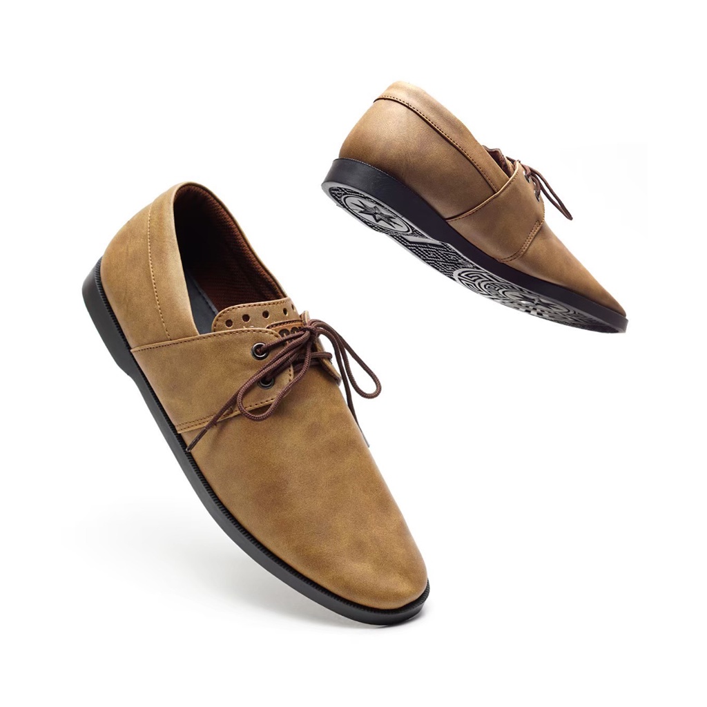 BORN BROWN ORIGINAL x JOEY Sepatu Formal Coklat Tali Pria Pantofel Kerja Kantor Dinas Resmi Guru Kantoran Kuliah Pesta Pernikahan Kondangan Nikah Undangan Wedding Modern Oxford Casual Derby Semi Kulit Premium JYF Footwear Keren Terbaru Branded Kekinian