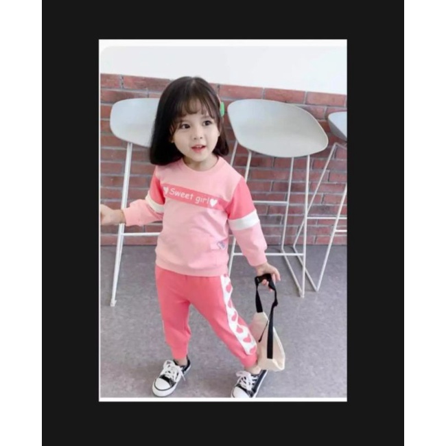 SETELAN BABY TERY ANAK SET JOGER ANAK CEWEK TERBARU SWEET GIRL 1-5 THN