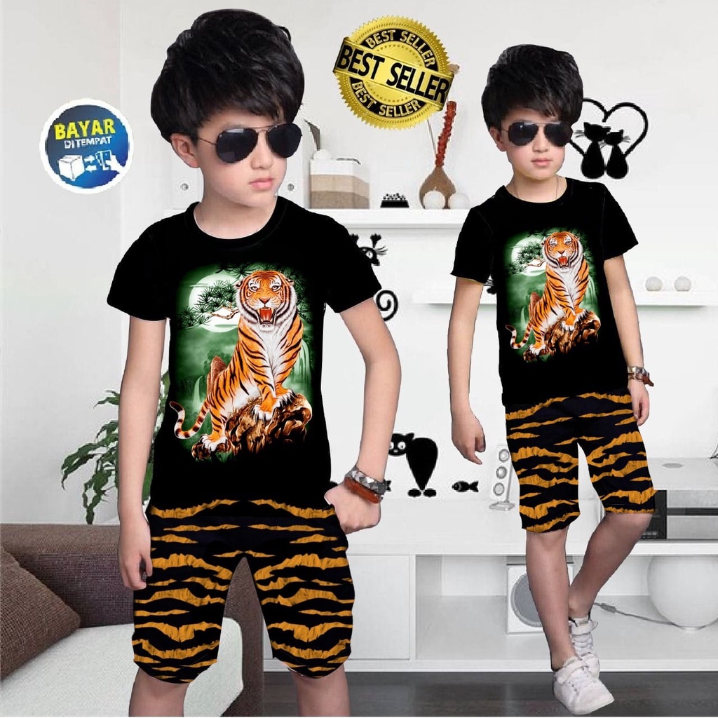 Baju Setelan Anak Cowok Motif Macan Mc-21 / Dari Umur Usia 5-11 Tahun / Bisa COD / Pakaian Anak / Shalch Trendy