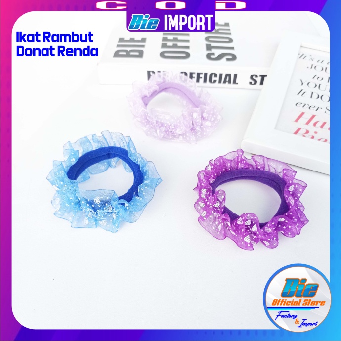 Scrunchie Ikat Rambut Motif Donat Renda Premium Impor Best Seller