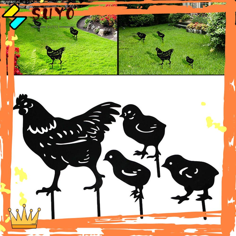 4pcs / Set Ornamen Patung Siluet Anak Ayam Untuk Dekorasi Halaman Rumput Taman Luar Ruangan