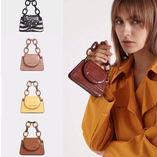 Ck croc-effectt chain super mini bag