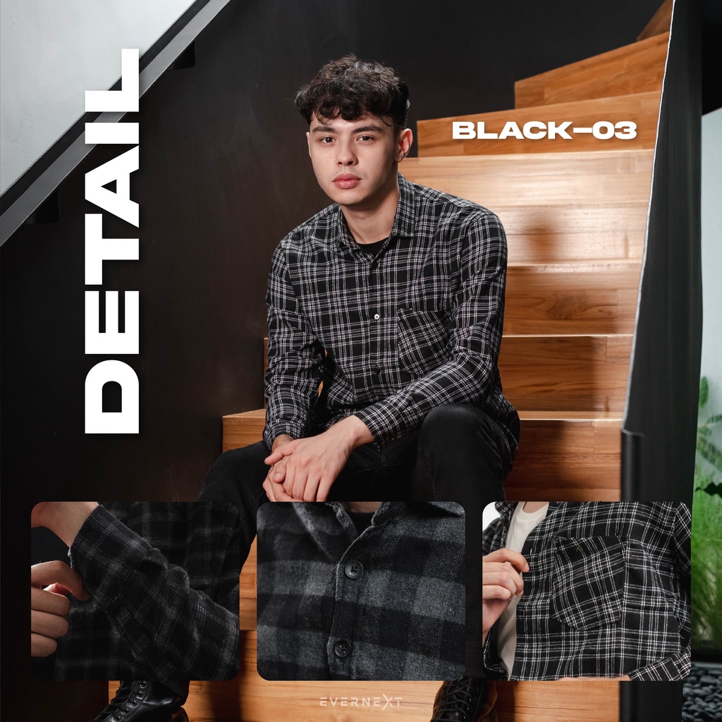 Kemeja Flannel Pria Kemeja Lengan Panjang Pria Kemeja Casual Black Flannel Pria Kemeja Flannel Premium Distro