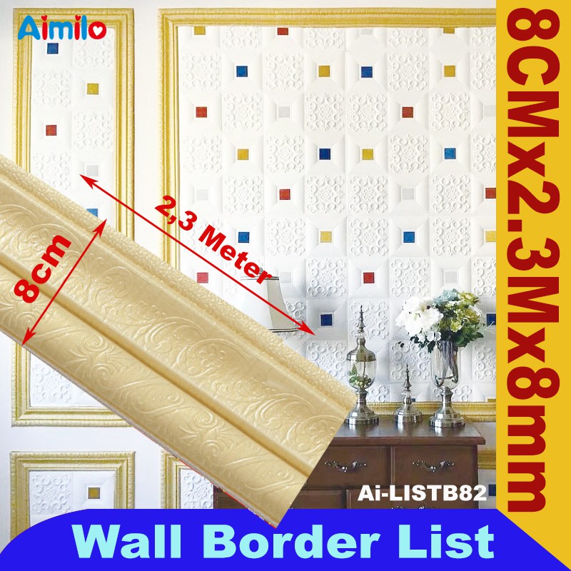 (Aimilo)  List Wallpaper Dinding 3D Wall Foam Border List Stiker 2.3 Meter-7