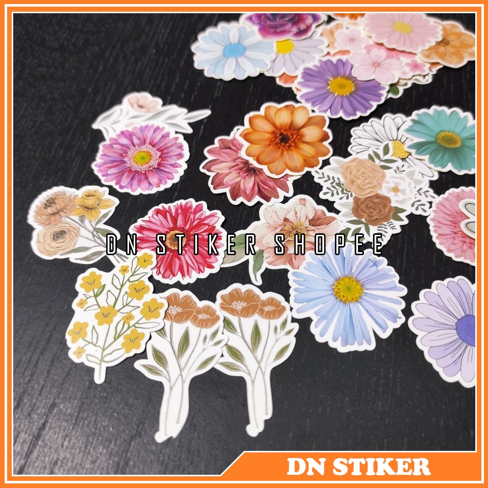 

Stiker bunga vintage kertas glossy bunga vintage 33pcs sticker accesoris gambar bunga warna cantik