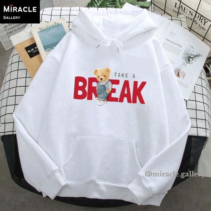 Sweater Hoodie Couple / Jaket Pasangan BEAR BREAK Bahan Fleece Premium