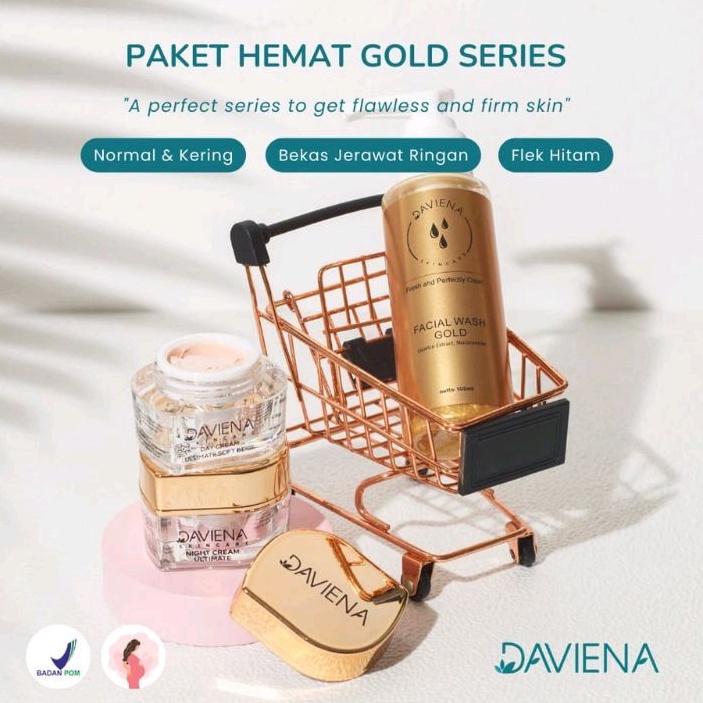 DAVIENA SKINCARE PAKET HEMAT GOLD SERIES | PAHE DAVIENA SKINCARE | PAKET HEMAT GOLD SERIES