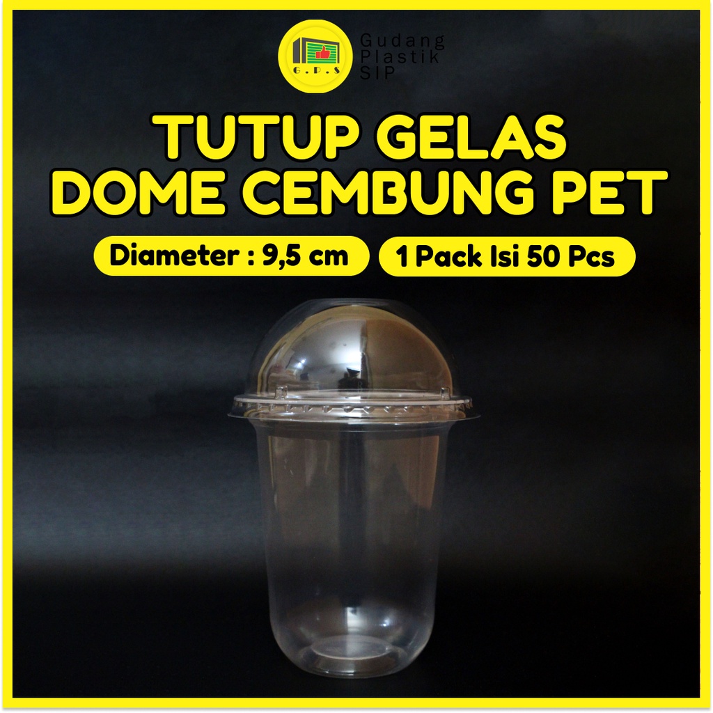 Tutup Gelas Plastik Lid Cup Dome Cembung PET / Bahan Ramah Lingkungan