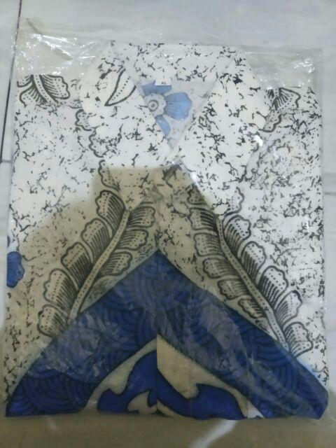 Kemeja Batik Pria Lengan Pendek Hem Atasan Batik Motif Perisai Seragam Murah Pekalongan M L Xl