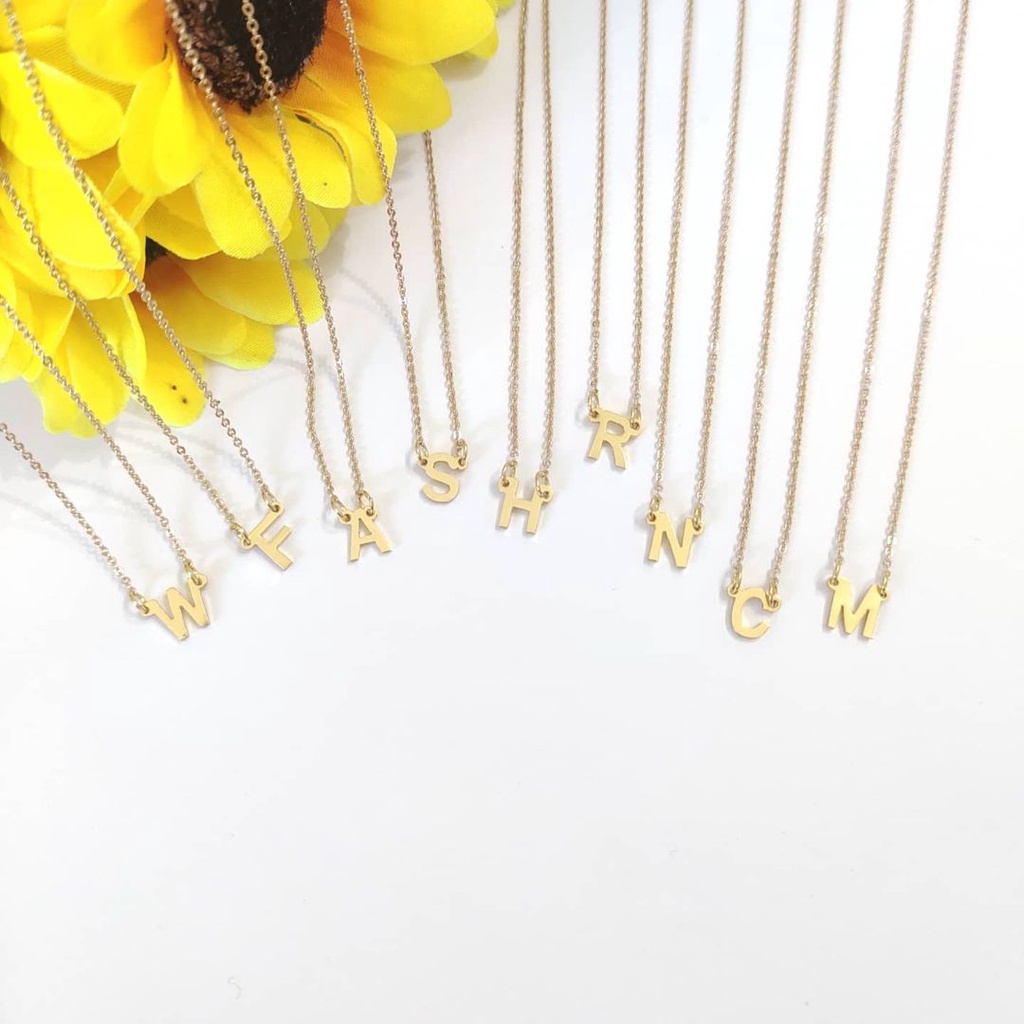 Kalung Huruf Nagita kecil Titanium anti karat/kalung inisial wanita/abjad A - Z