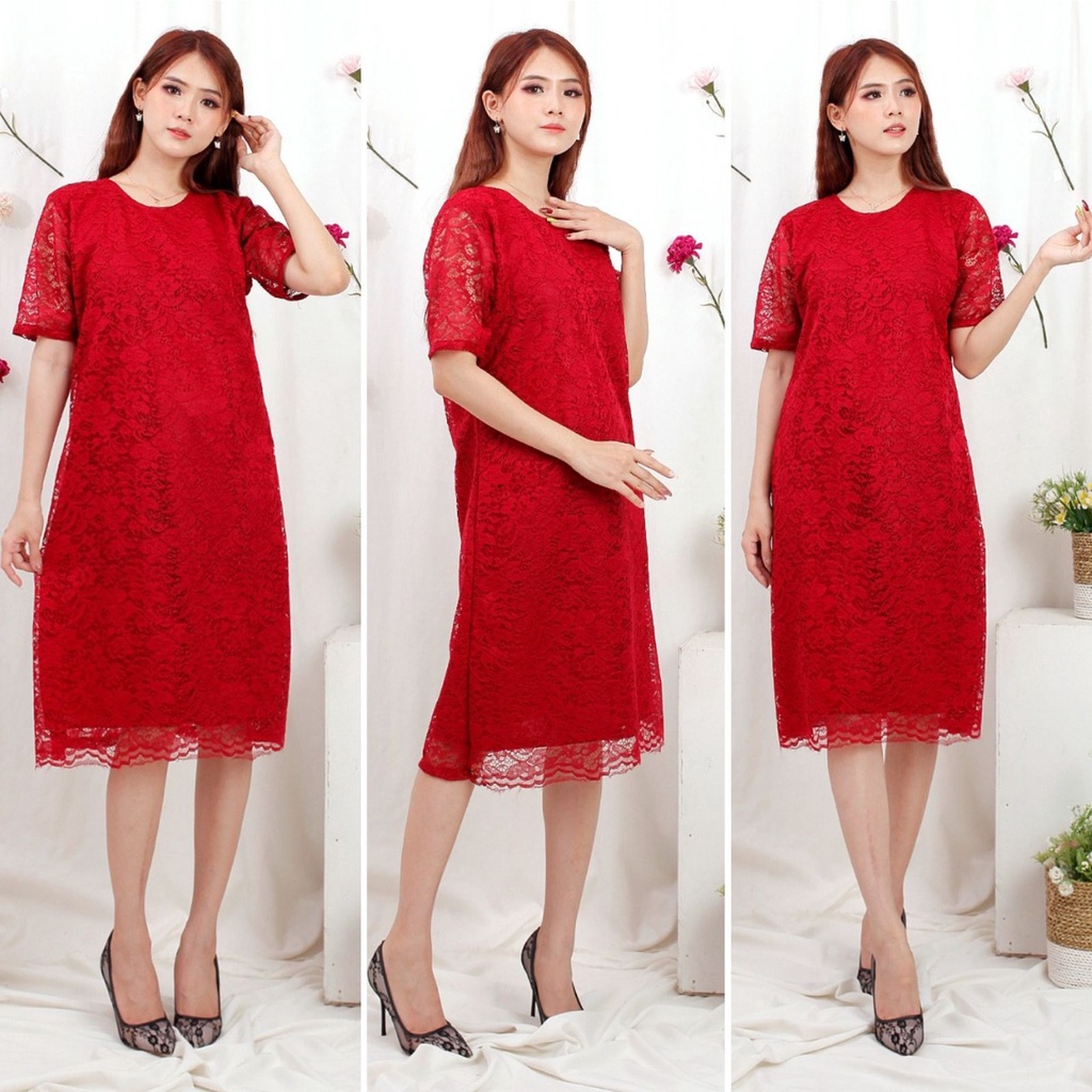 (Ada realpict) DRESS BRUKAT ALLSIZE CORNELY/ DRESS PESTA / DRESS PREMIUM / DRESS KONDANGAN / DRES BROKAT