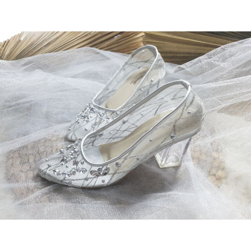 sepatu merisa wanita silver cantik sepatu wedding 7cm