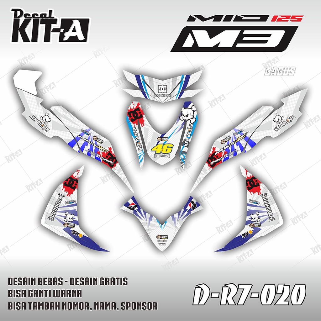 Decal Stiker Motor Mio M3 Mio Z Putih Hoonigan Ken Block Sticker