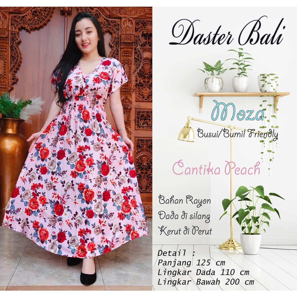 DASTER MOZA PRINT | BALI LONGDRESS-CANTIKA PEACH