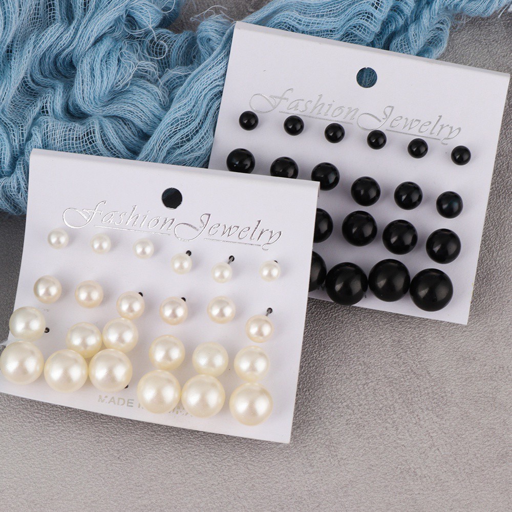 12 Pasang / Set Anting Stud Mutiara Simulasi Bentuk Nanas Warna-Warni Untuk Wanita