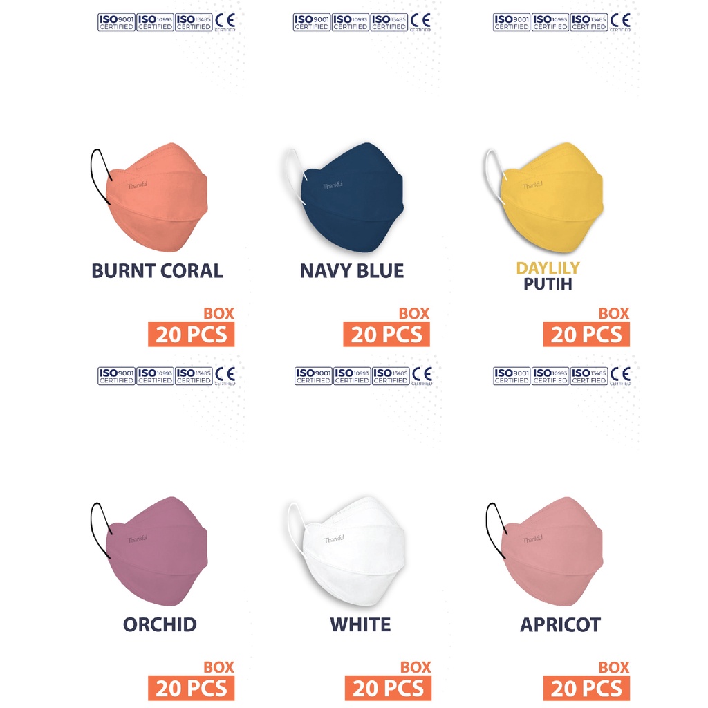 Masker Thankful Duckbill Kids - Masker Medis Anak Thankful - 4 Ply isi 20 Pcs