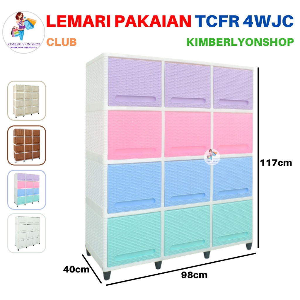 Lemari Pakaian Laci Kabinet Plastik Triple Flip Susun 4 TCFR4 Club
