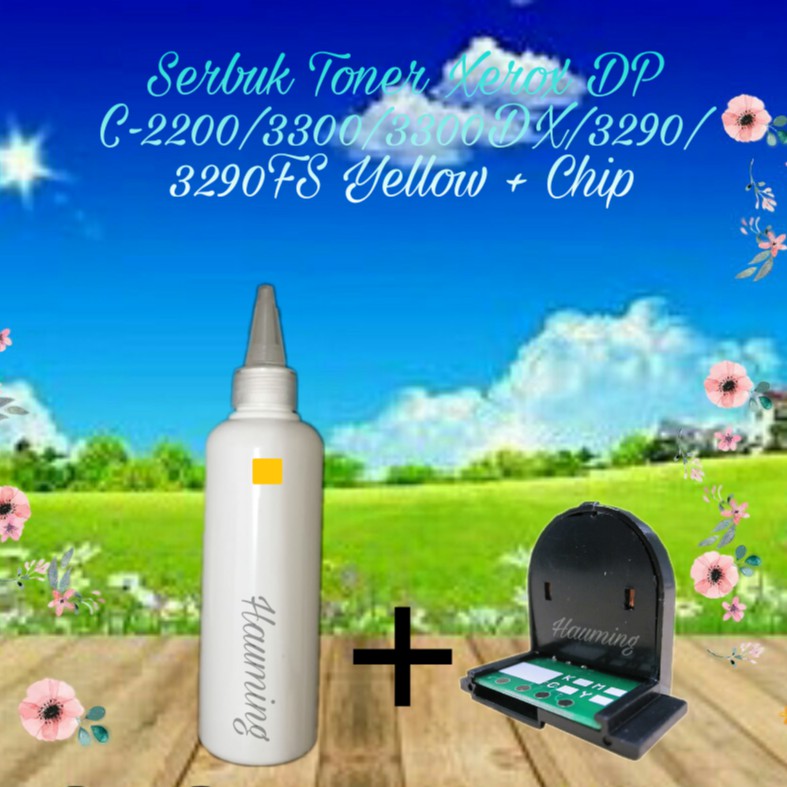 Serbuk Toner Fuji Xerox Docuprint C2200 C3300 C3300DX C3290 C3290FS C-2200 3300 3290 Yellow + Chip