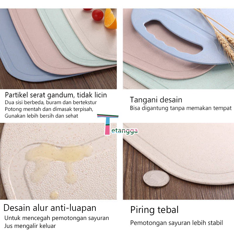 Talenan Antislip Bahan PP Food Grade Buah Sayur Jerami Gandum Cutting Board Talenan Bahan T-VS