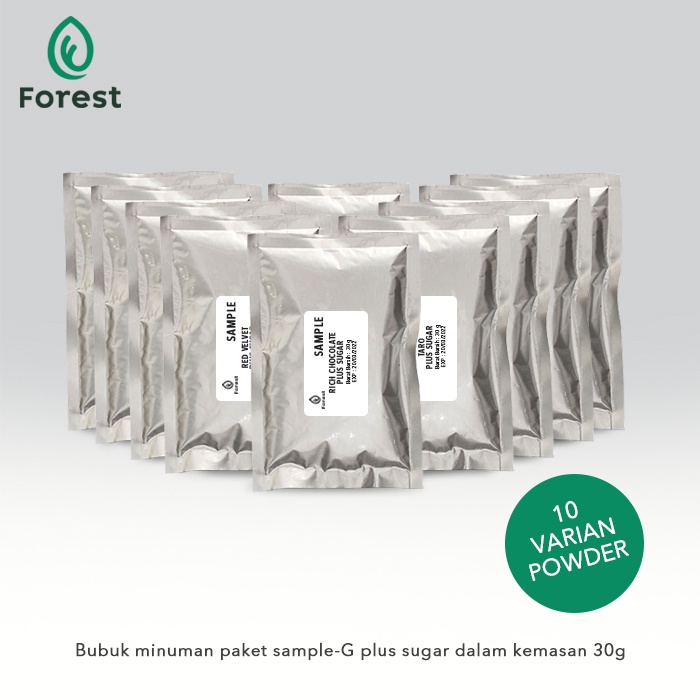 Bubuk Minuman Paket Sample G - 10 Varian Powder PLUS GULA - FOREST Bubble Drink