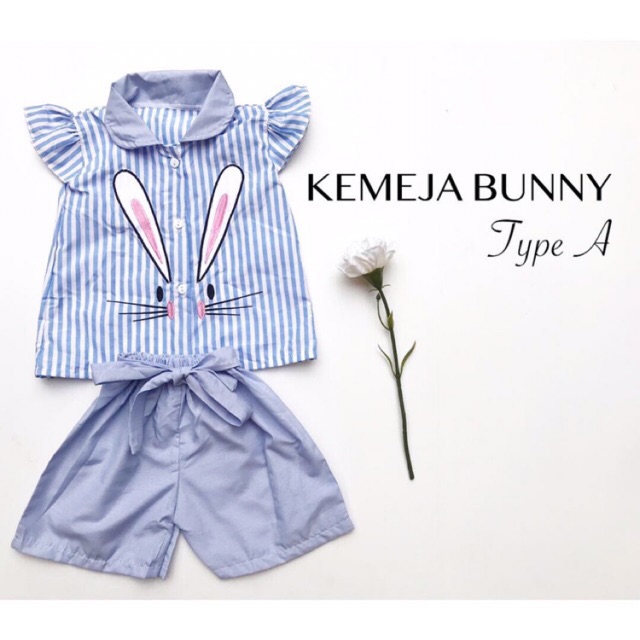 KEMEJA BUNNY SET Baju Setelan Pergi Lucu Fashion Anak Bayi Perempuan Cewek Terlaris Lucu murah Ricy SET