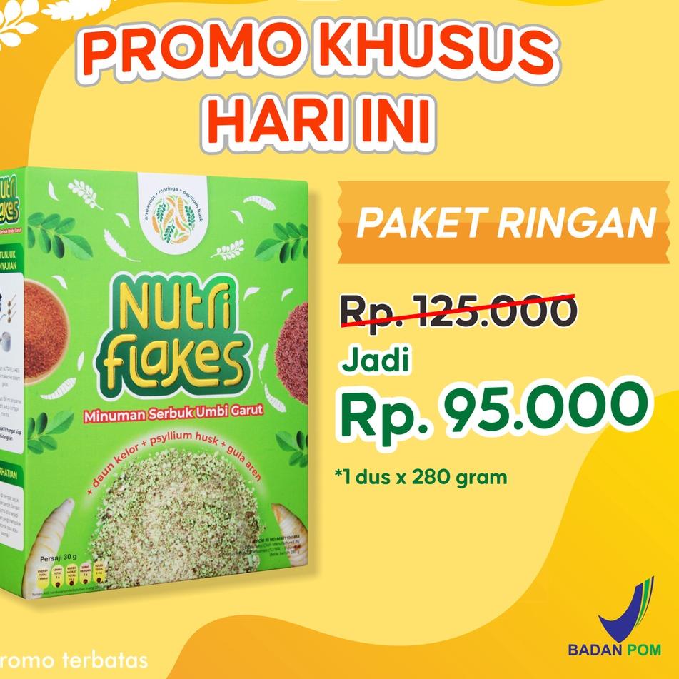

➠Terlaris✾ VW6W0 NUTRIFLAKES SEREAL UMBI GARUT MINUMAN SERBUK UMBI GARUT - SEREAL SEHAT ATASI ASAM LAMBUNG, MAAG, GEERD - BPOM ORIGINAL 100% - ALAMI - SOLUSI DIET SEHAT PENGGANTI NASI (1 BOX) 90 ✣Bestseller