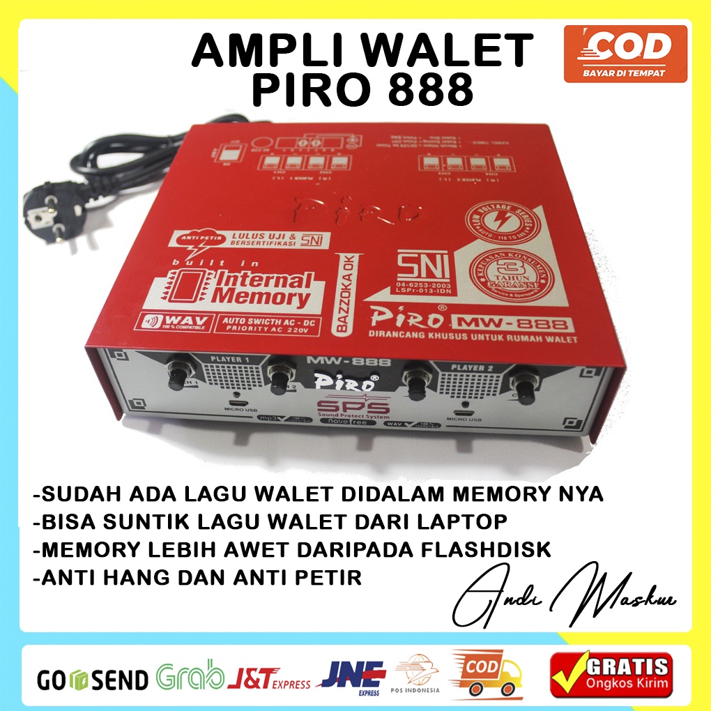 AMPLI WALET PIRO MW 888 - Ampli Walet Piro MW 888 Anti Petir With Memory Internal dan Free Suara Amp