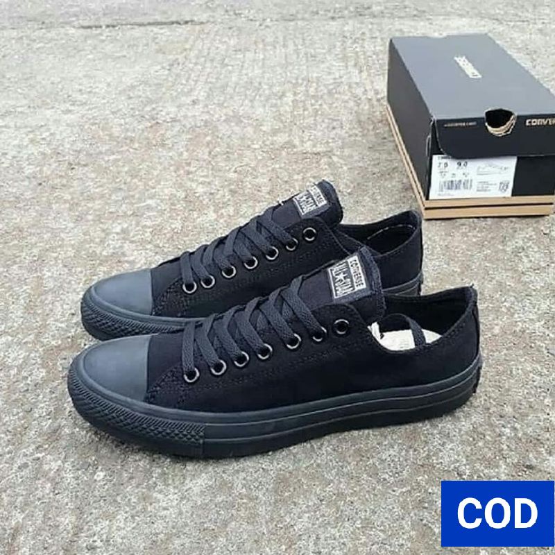 SEPATU CONVERSE FULL BLACK/SEPATU ALL STAR FULL BLACK/SEPATU CONVERSE FULL BLACK PENDEK/SEPATU ALL S