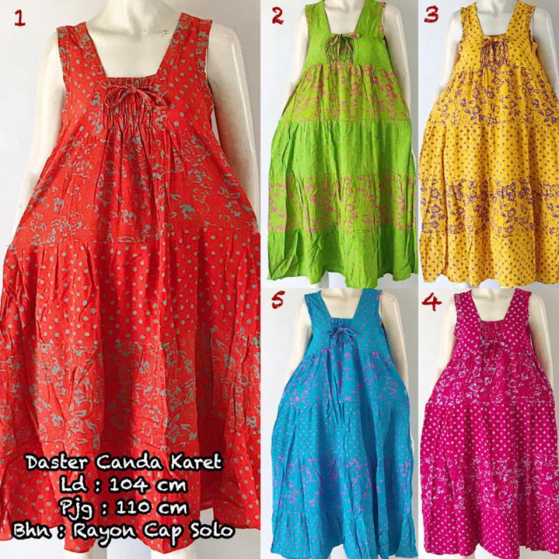 Daster canda karet tanpa lengan rayon cap