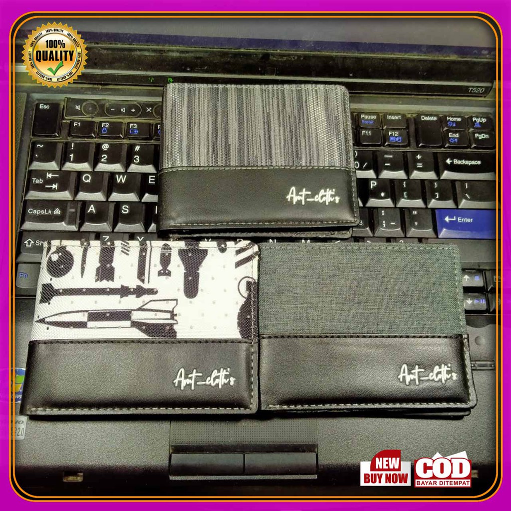 Dompet Lipat distro cowok kekinain Kasual fashionable bahan PVC