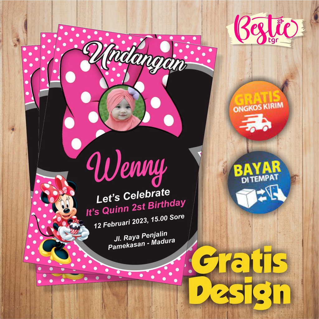 

100pcs UNDANGAN ULTAH / ULANG TAHUN / BIRTHDAY ANAK / KARTU CUSTOM / FREE PLASTIK