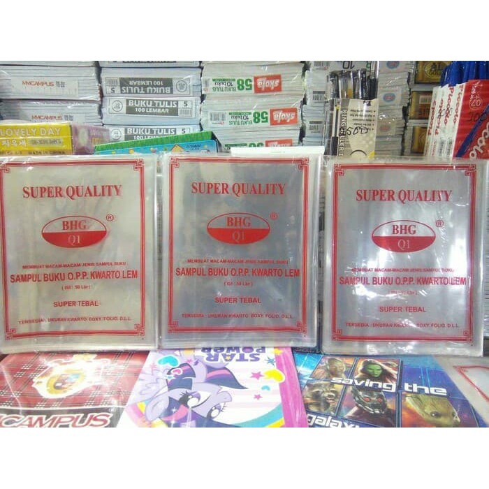 

Sampul plastik buku tulis ukuran kwarto. Alat tulis. Keperluan sekolah