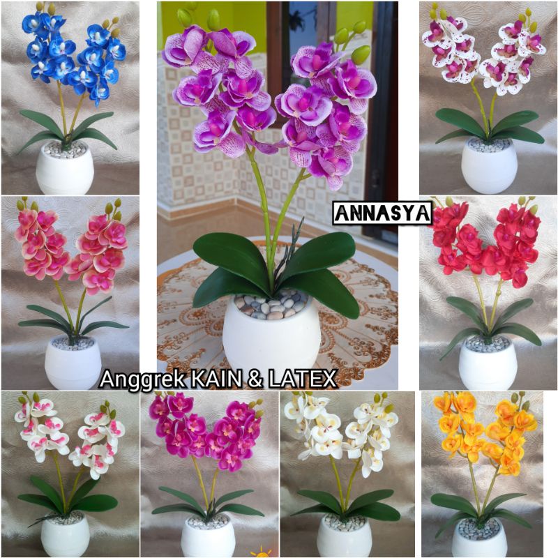 Bunga anggrek latex artificial sudah termasuk pot Tinggi ±26cm pot ±8cm (ukuran KECIL)