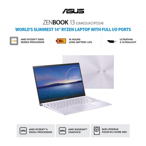 ASUS ZenBook 14 UM425UAZ IPS554 RYZEN 5-5500U 8GB 512GB SSD FHD IPS WIN11+OHS