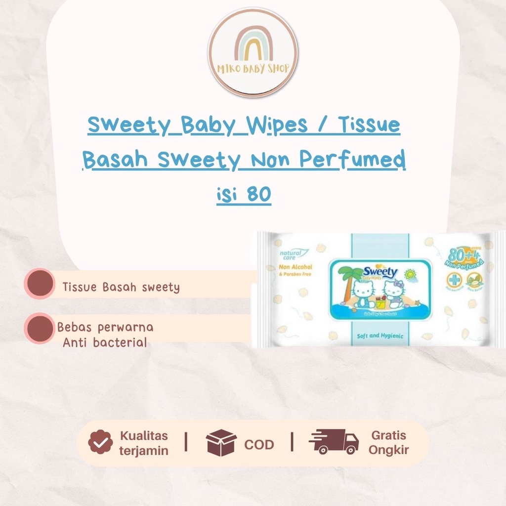 Sweety Baby Wipes / Tissue Basah Sweety Non Perfumed isi 80