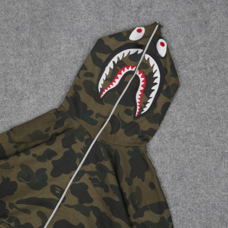 SWEATER HOODIE ZIPPER BAPE CAMO ARMY/NAVY / GREY FULL PRINT FULLTAG &amp; LEBEL PREMIUM