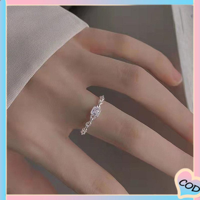 COD❤️ Cincin Berlian Persegi Model Terbuka Untuk Wanita-A.one