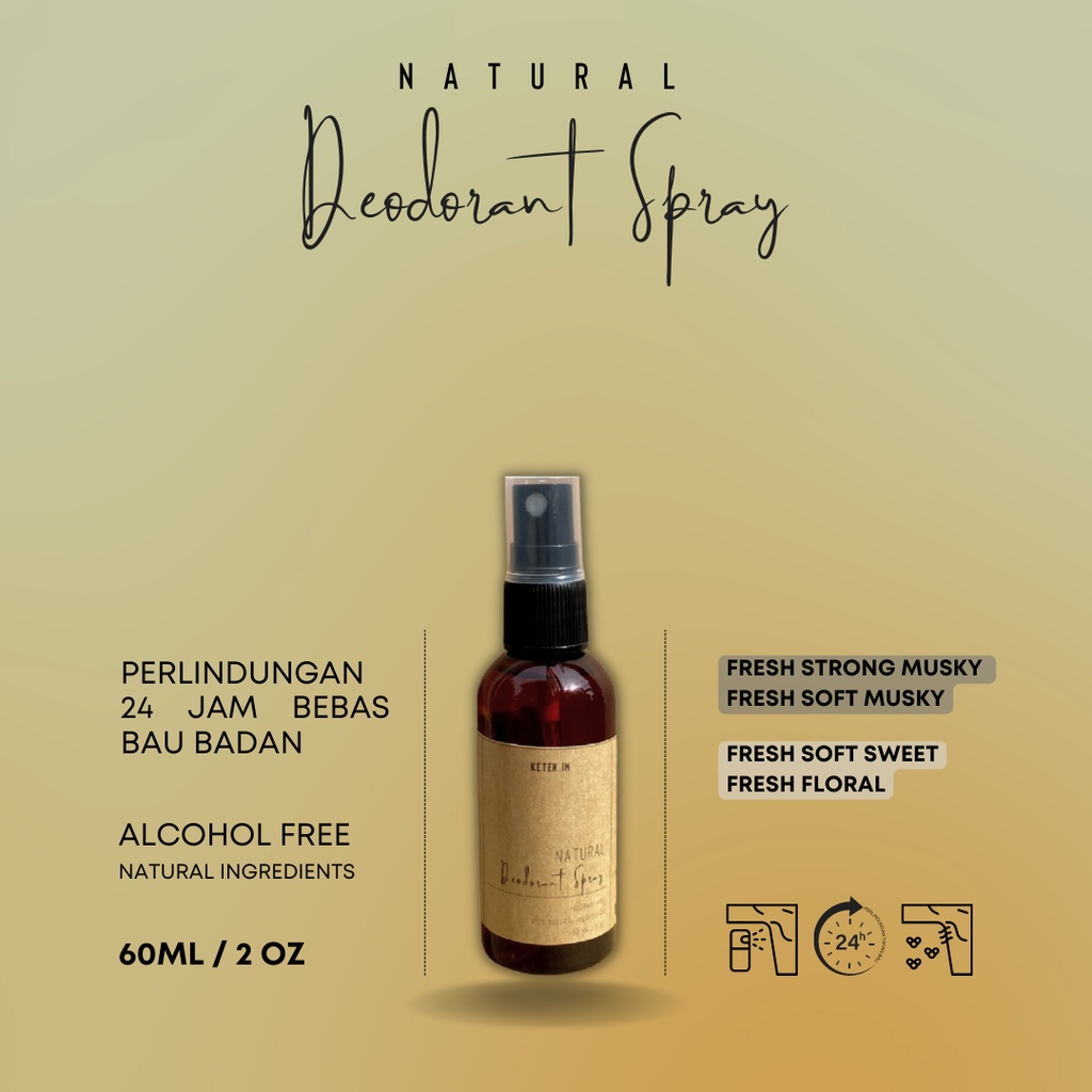 60ML / Natural Deodorant Spray 60ML / Penghilang Bau Ketiak Penghilang Bau Ketek Penghilang Bau Badan Penghilang Bau Kaki Deodorant Alami / Tawas Spray Deodorant Tawas